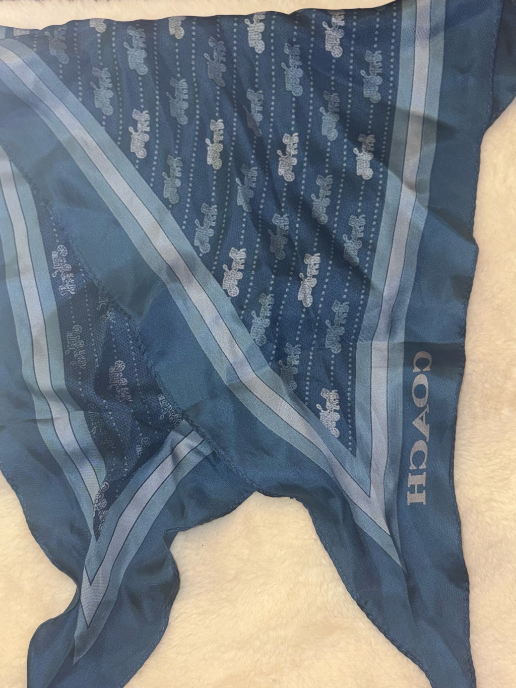 Coach Navy Blue Diamond Silk Scarf